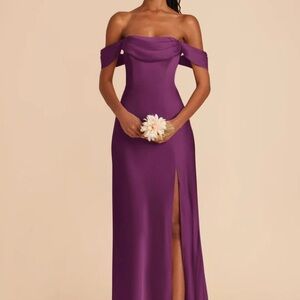 Mia Convertible Dress, Matte Satin, Birdy Grey in Fig